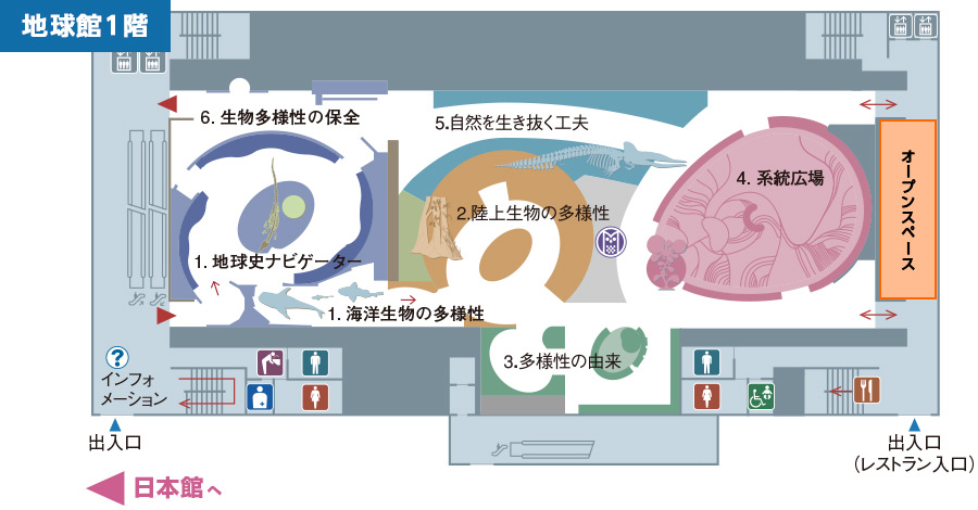 国立科学博物館 日本館3階　回廊「変動する日本列島」日本の鉱物